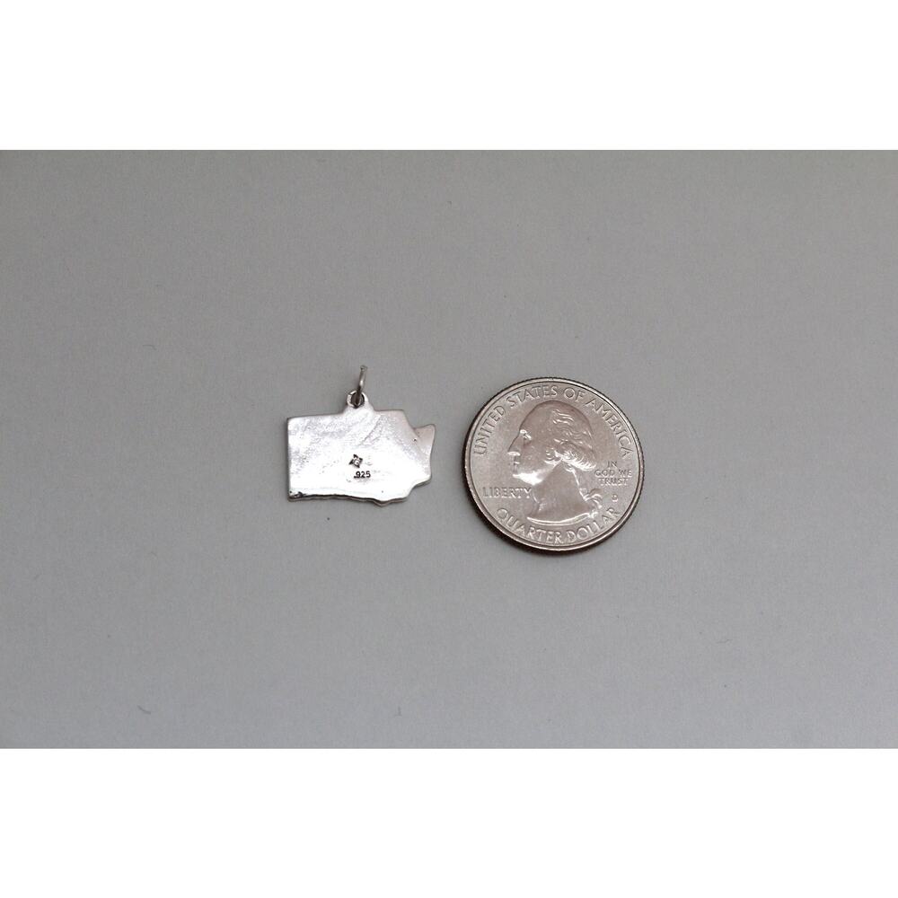 Sterling Silver Washington State Charm, Silver State Of Washington Charm View 4